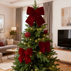 Kokarda 12,5 x 14 Świąteczna Welurowa Holly Bow 02