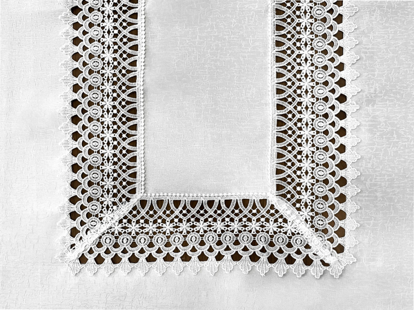 Stain-Resistant Tablecloth 150 x 280 with Lace 2017 White