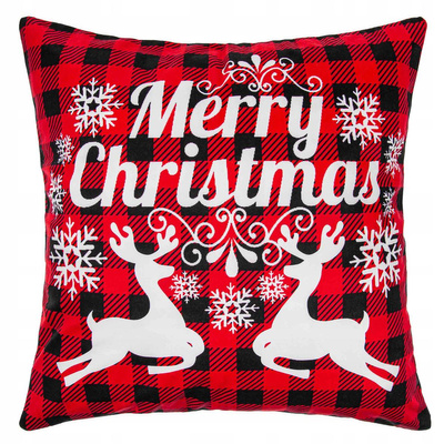 Poszewka 45 x 45 Dekoracyjna Świąteczna Merry Czer