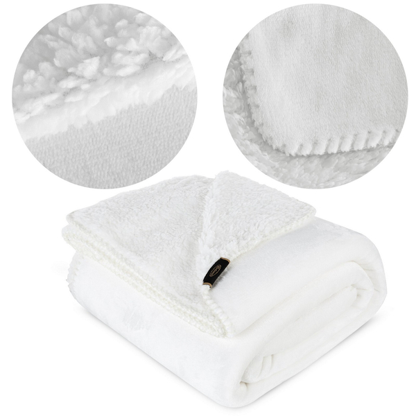 Koc 200 x 220 Mikrofibra Dwustronny Tedy Biały