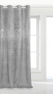 Curtain 140 x 250 Decorative Velour Shiny Ash