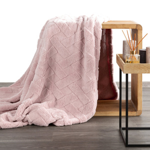 70 x 160 Plush Blanket Herringbone Caro Pink