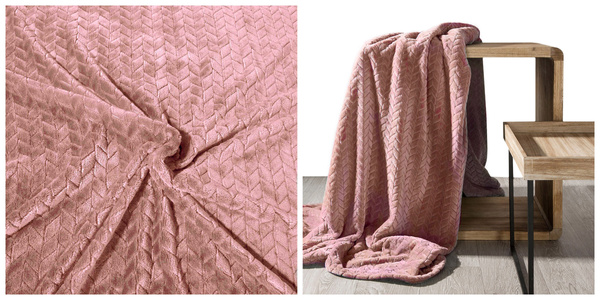 Koc 220 x 200 Mikrofibra Design Cindy Pudrowy Róż