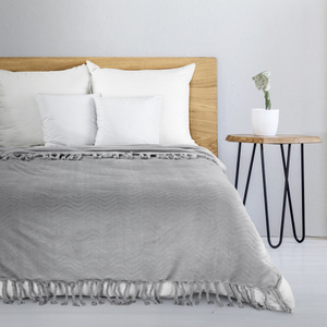 Blanket 150 x 200 Microfiber with Fringes Emma Silver