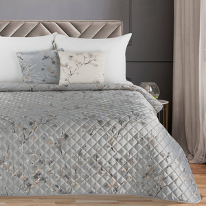 Quilted Velvet Bedspread 170 x 210 Blink5 Silver