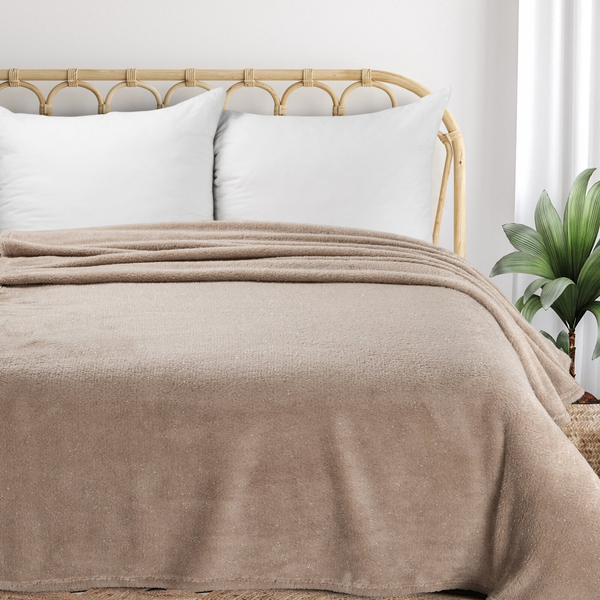 Koc 150 x 200 Mikrofibra Błyszczący Blink Beż+Sreb