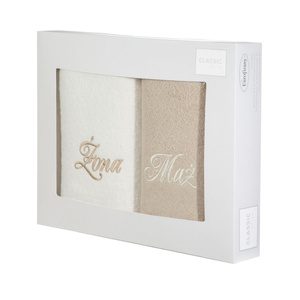 Komplet Ręczników Mąż Żona 2 2 szt. 70 x 140 Kr+Be