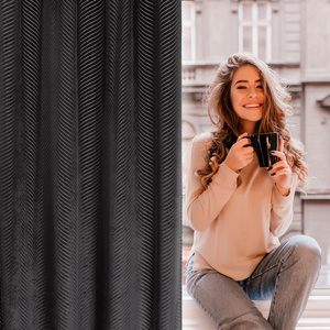 Velvet Lussi Curtain 140 x 250 Spill Black