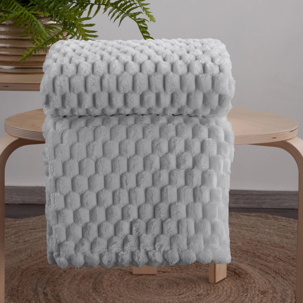 Koc 200 x 220 Mikrofibra Design Cindy6 Srebrny