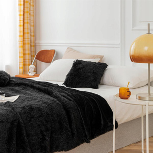 Blanket 200 x 220 Italian Fur Yeti Black