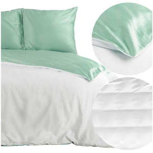 Bedding 160 x 200 3pc Satin Nova3 White + Mint