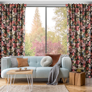 Curtain 140 x 270 Decorative Velvet Peony Bord