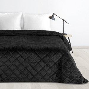 Narzuta 170 x 210 Pikowana Welurowa Luiz8 Czarny