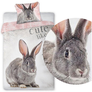 Youth Cotton Bedding Rabbit Grey-Pink 289 160x200NP 2 pieces