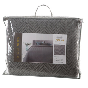 Bedspread 220 x 240 Quilted Len3 Graphite