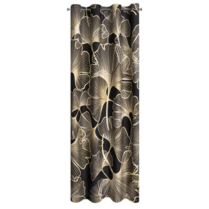 Curtain 140 x 250 Decorative Velvet Venus Black+Gold