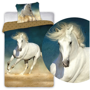 Pościel 140 x 200 Młodzieżowa Horses 001 Biały Koń