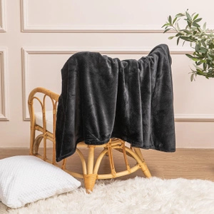 70 x 150 Plush Microfiber Willy Black Blanket