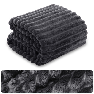 Koc 160 x 200  Mikrofibra Tłoczona Pasy Nuvio 03