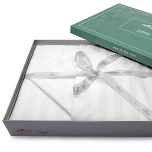 Bedding 220 x 200 7pc Satin Bamboo STRIPE WHITE