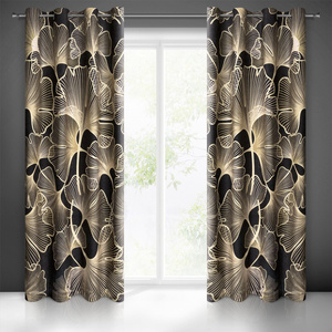 Curtain 140 x 250 Decorative Velvet Venus Black+Gold