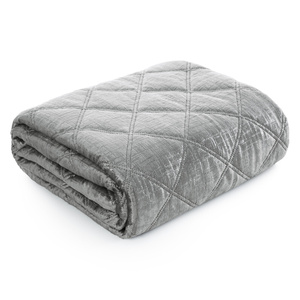 Quilted Velvet Bedspread 200 x 220 Blink6 Silver