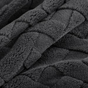 150 x 200 Plush Blanket Herringbone Caro Steel