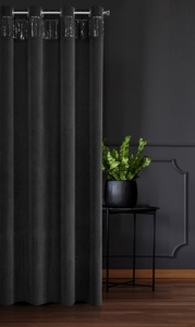 Velvet Jasper Curtain 140 x 250 Pinstripe Black