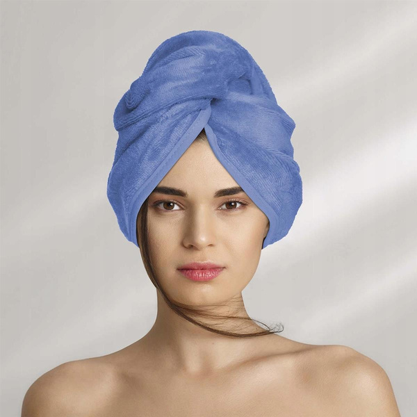 Turban 60 x 24 Ręcznik Welur Bawełna Niebieski