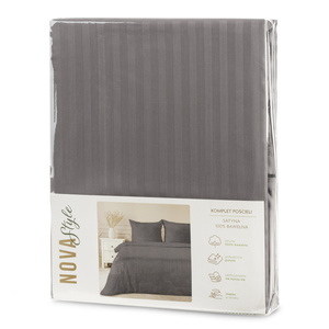 Pościel 220 x 200 3cz Satyna Bawełniana Vera Stal
