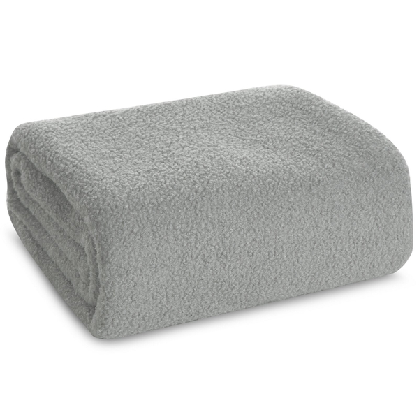 Blanket 200 x 220 Microfiber Boucle Boucle Silver