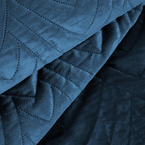 220 x 240 Quilted Velvet Luiz6 Bedspread Navy Blue