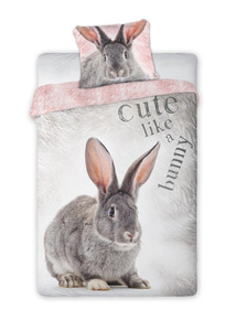 Youth Cotton Bedding Rabbit Grey-Pink 289 160x200NP 2 pieces