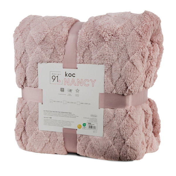 Koc 70 x 160 Tłoczony Pluszowy Nancy Puder
