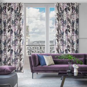 Curtain 135 x 270 Decorative Tape Lily White+Fiol