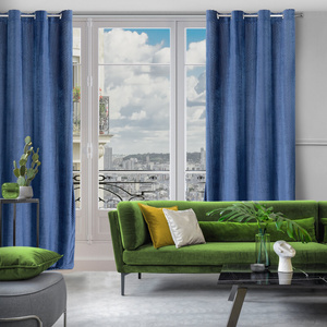 Velvet Lussi Curtain 140 x 250 Spillover Navy Blue