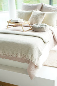 150 x 200 Cotton-Acrylic Blanket Check Taupe