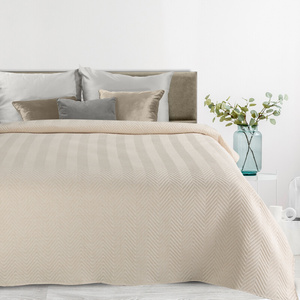 Bedspread 220 x 240 Quilted Linen3 Cream