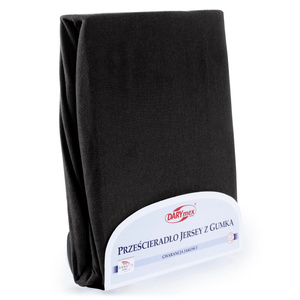 Prześcieradło Jersey z Gumką 002_D Czarny 140x200
