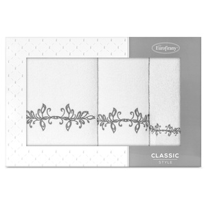 Towel Set 3pcs. Camellia 380 White+Graphite