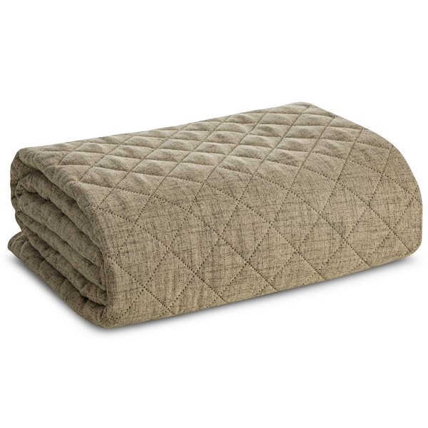 Bedspread 70 x 160 Quilted Linen1 Dark Beige