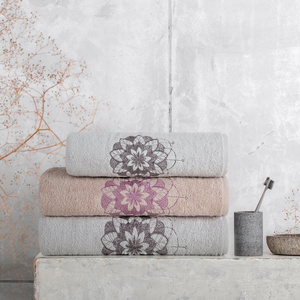 Towel Set 3pcs. Lotus 380 White+Black