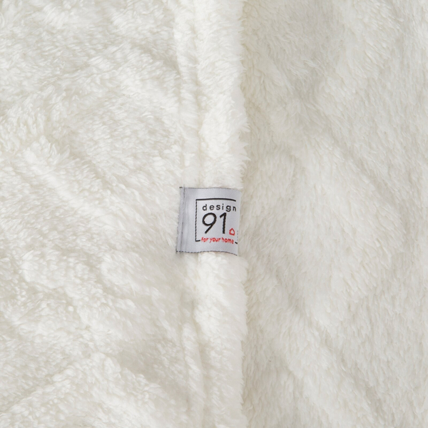 Koc 200 x 220 Design Mikrofibra Warkocz Biały