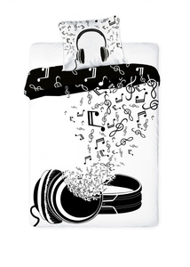Youth Bedding Music Headphones Notes Black and White 301 160x200NP 2 parts