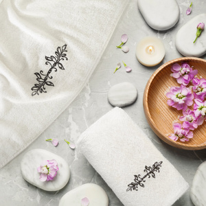 Towel Set 3pcs. Camellia 380 White+Graphite