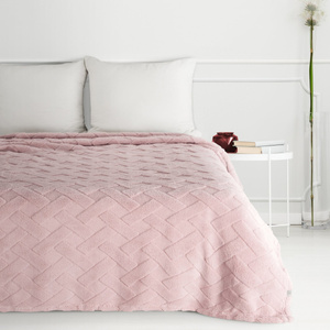 70 x 160 Plush Blanket Herringbone Caro Pink