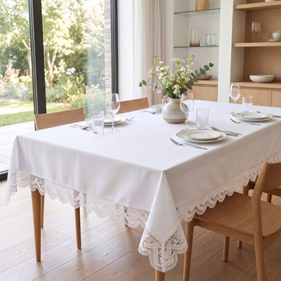 Obrus 120x160 Plamoodporny z Gipiurą Elia Biel 04