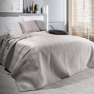 Sofia Beige Decorative Velour Bedspread 230 x 260