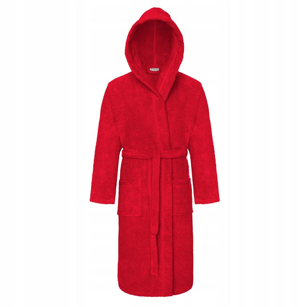 Unisex Hooded Cotton Bathrobe XS Czerw