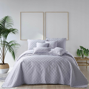 Bedspread 160 x 220 Quilted Two Sided Pompoo Grey